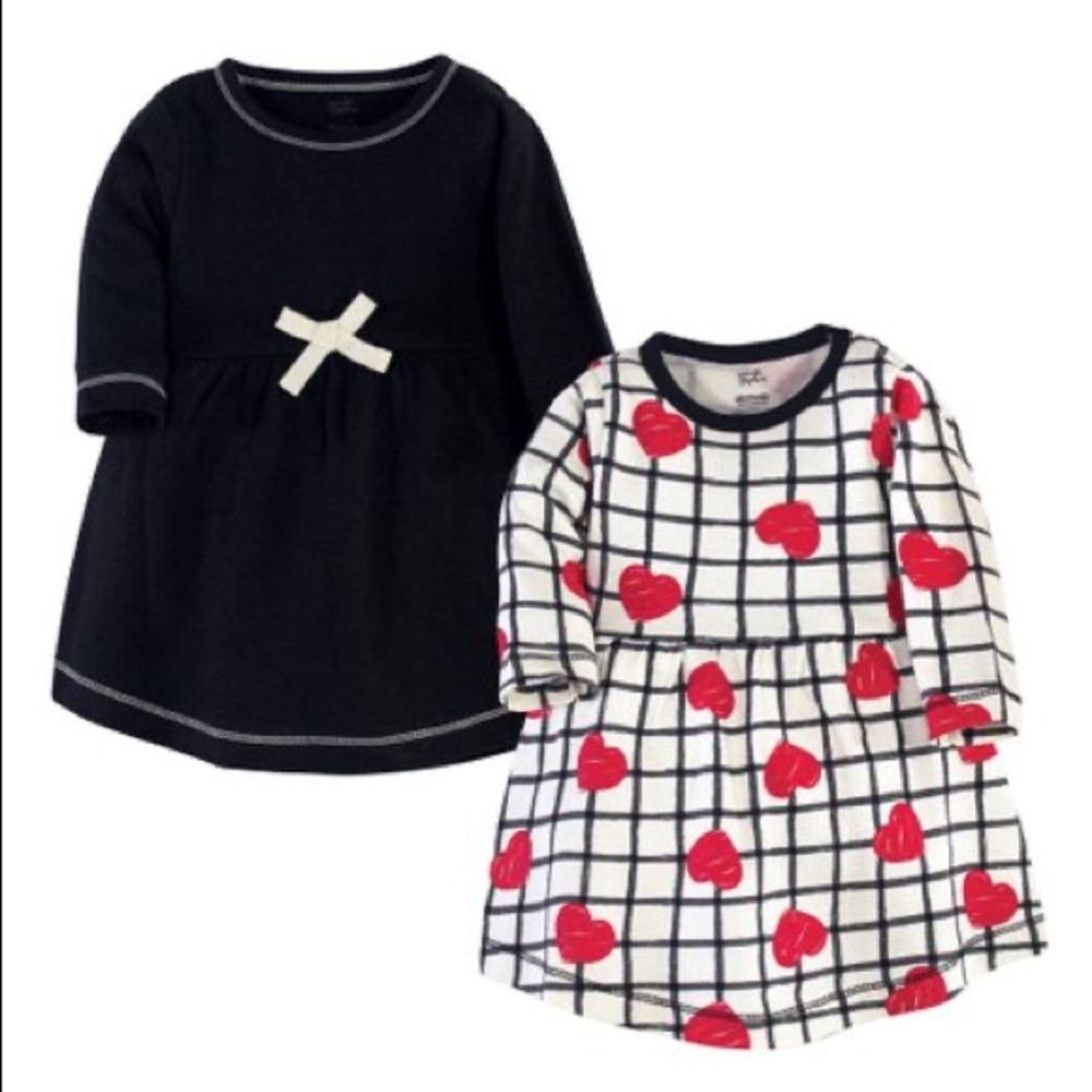 2 Pk Black & Red Grid Heart Dress Set!